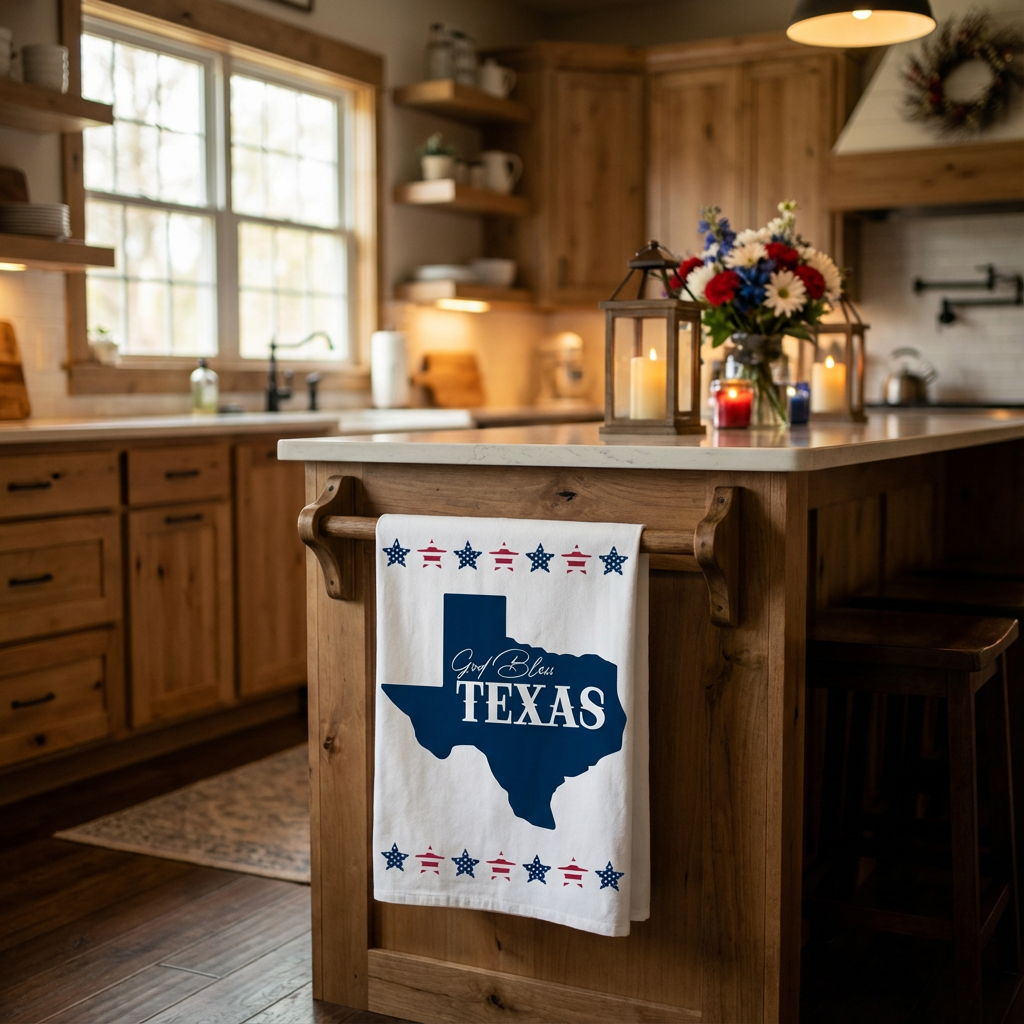 "God Bless Texas" Tea Towels - Perfect for Home Decor, Gifts, Kitchen Towels, Americana Style, Texas Pride