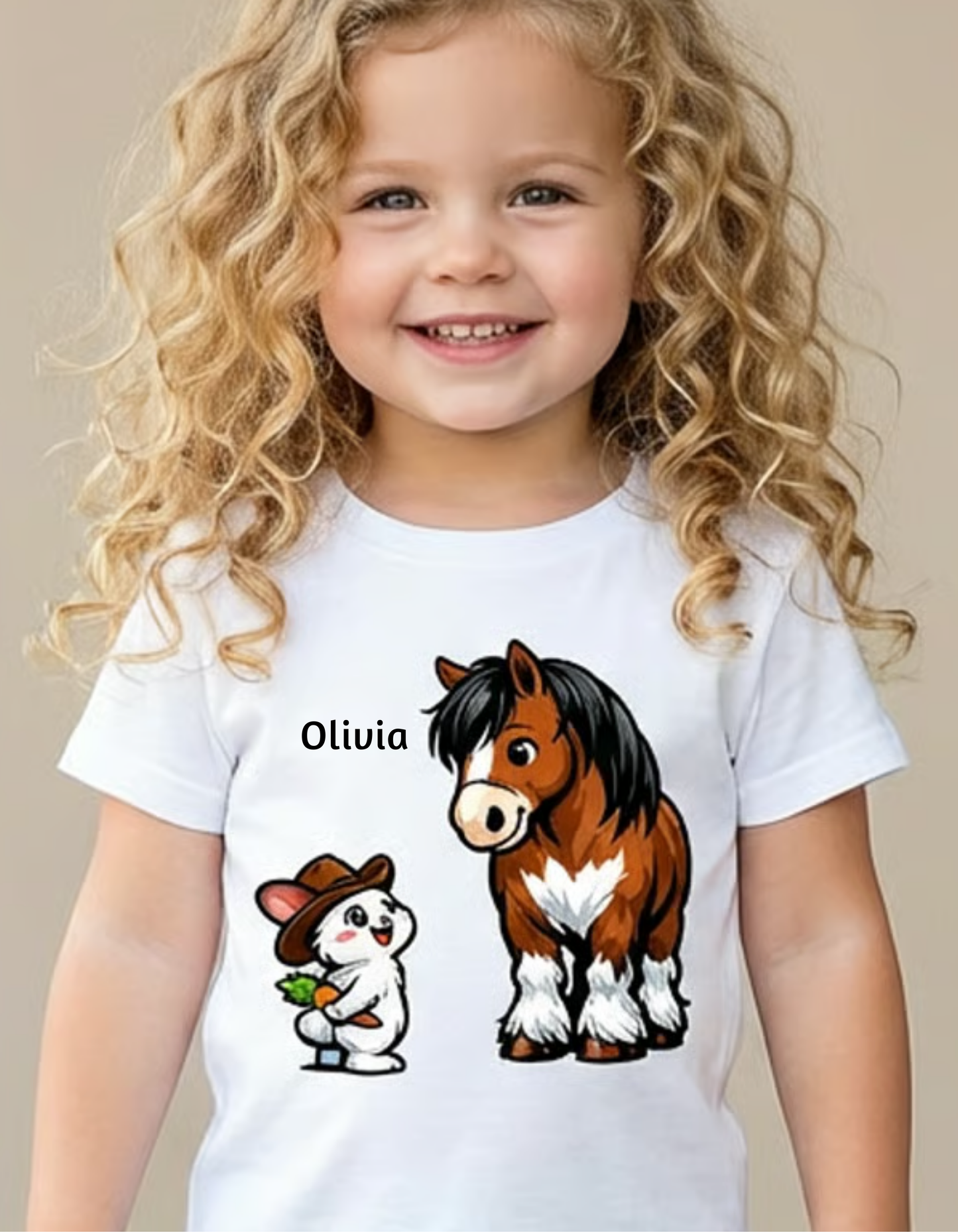 Toddler Tee - Personalized name with Pony & Bunny Cute Farm Animal Shirt