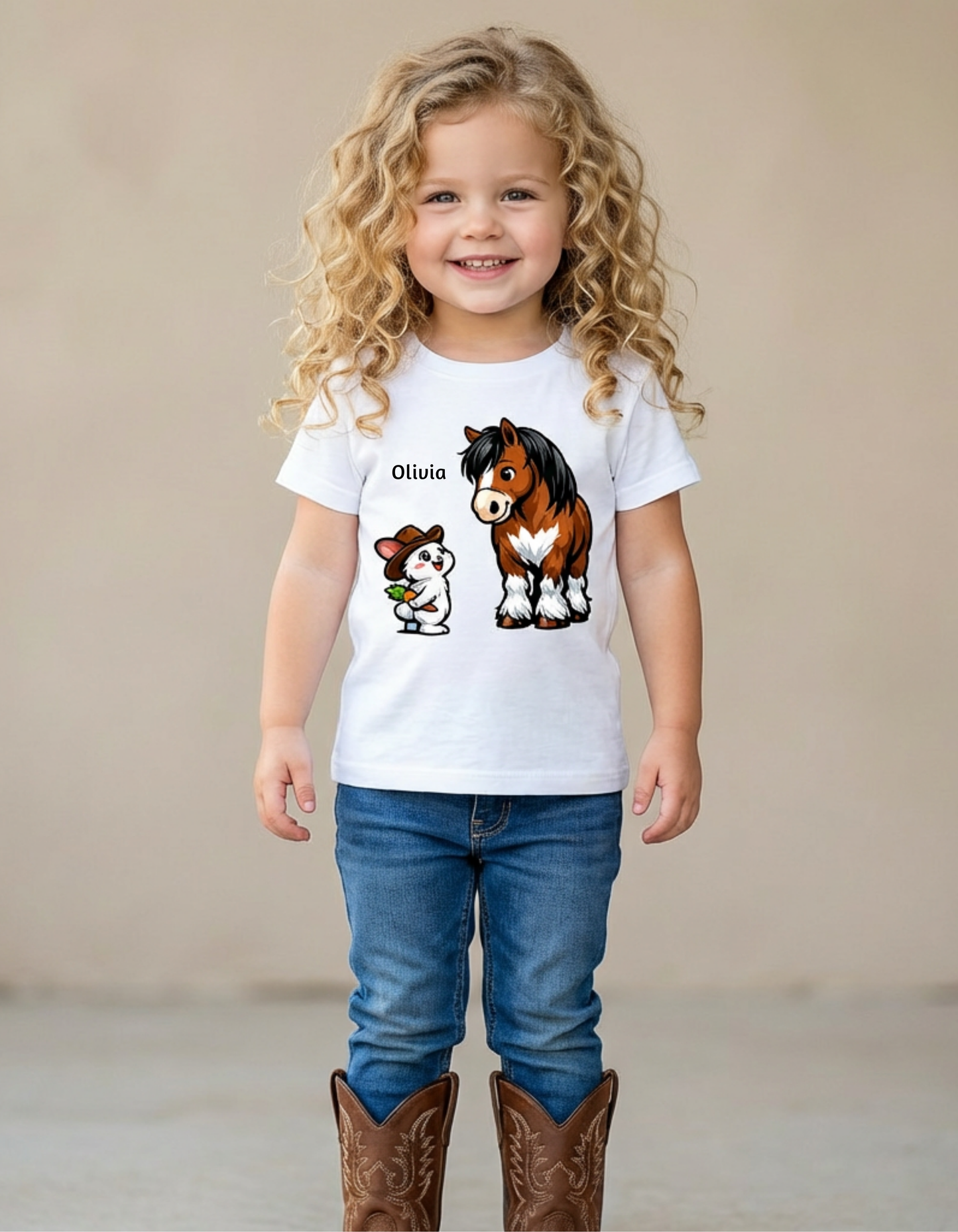 Toddler Tee - Personalized name with Pony & Bunny Cute Farm Animal Shirt