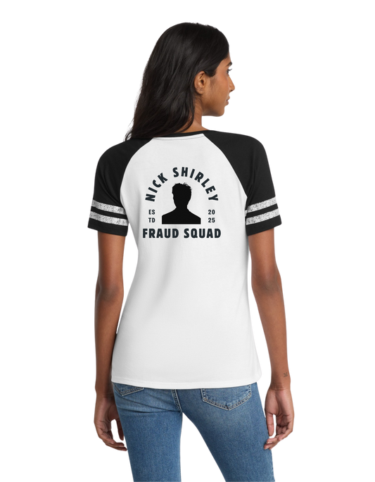 "Nick Shirley Fraud Squad" Women's Game V-Neck Tee