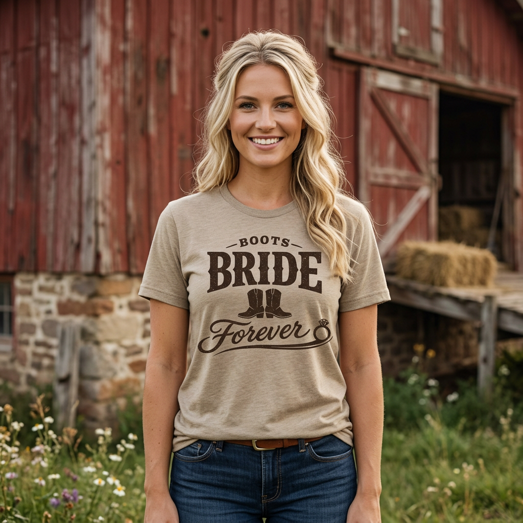 Boots Bride Forever T-Shirt — Bridal Bachelorette Western Tee