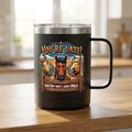 Horse-Theme 15oz Travel Mug — “You’re Late! That Hay Don’t Serve Itself” Coffee Tumbler