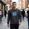 Stay Frosty Crewneck Sweatshirt — Retro Snowflake Graphic