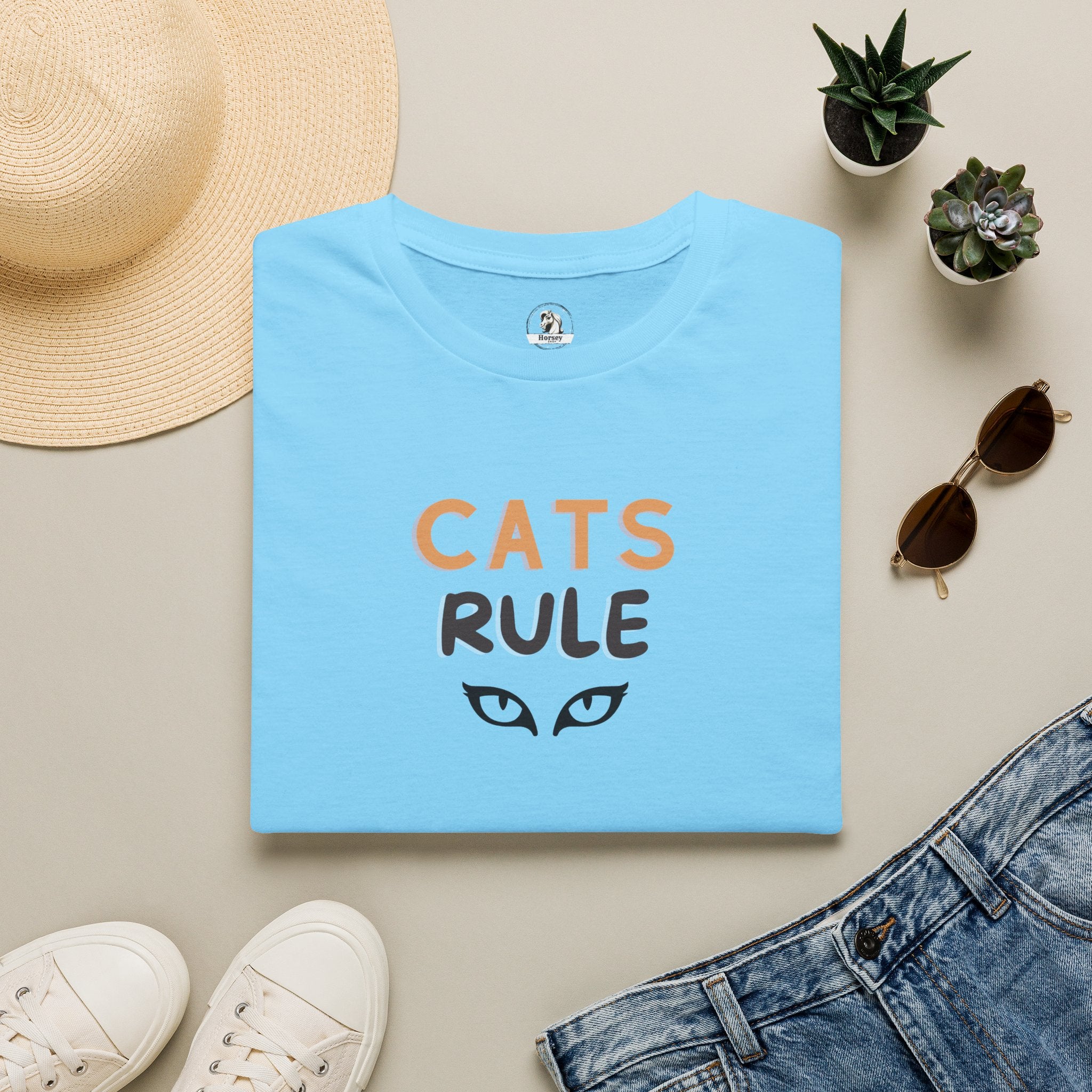Cats Rule T‑Shirt — Cute Cat Eyes Graphic Tee for Cat Lovers