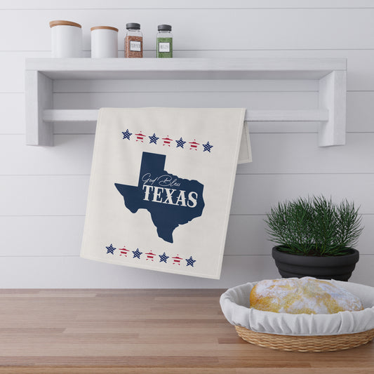 God Bless Texas Themed Tea Towel - Rustic Kitchen and Bar Decor, Farmhouse Decor, Gift for Texas Lovers, Patriotic Kitchen Towels, BBQ Accessories