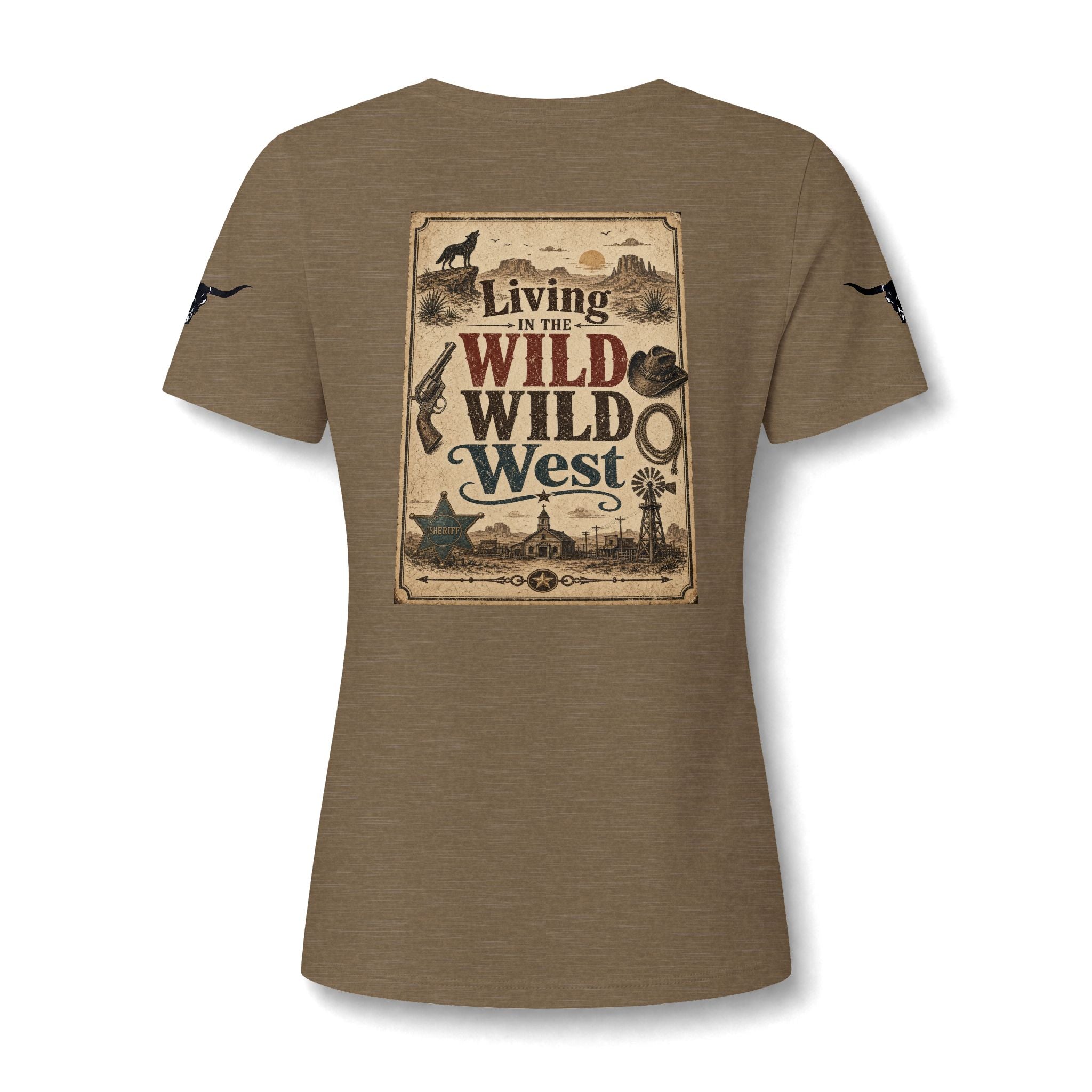 Living in the WILD WILD WEST vintage style cowgirl t-shirt