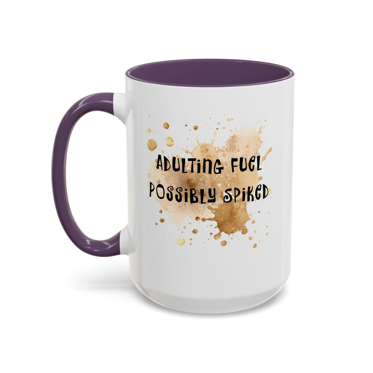Coffee Mug — “Adulting Fuel. Possibly Spiked” Accent Ceramic Coffee Mug (15oz)
