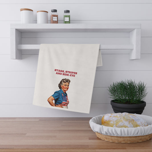 Patriotic Tea Towels - Stars, Stripes and Side-Eye, Holiday Kitchen Decor, Gift for Home Chefs, Fun Cooking Accessories, Americana Kitchen