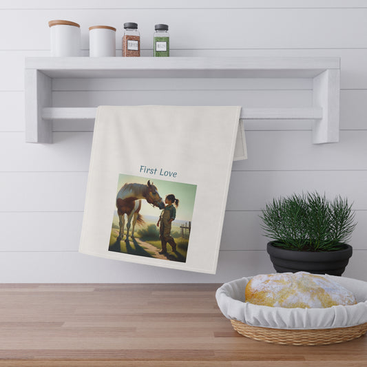 Heartwarming First Love Tea Towels, Farmhouse Decor, Country Kitchen Gift, Equestrian Themed, Horse Lover Present