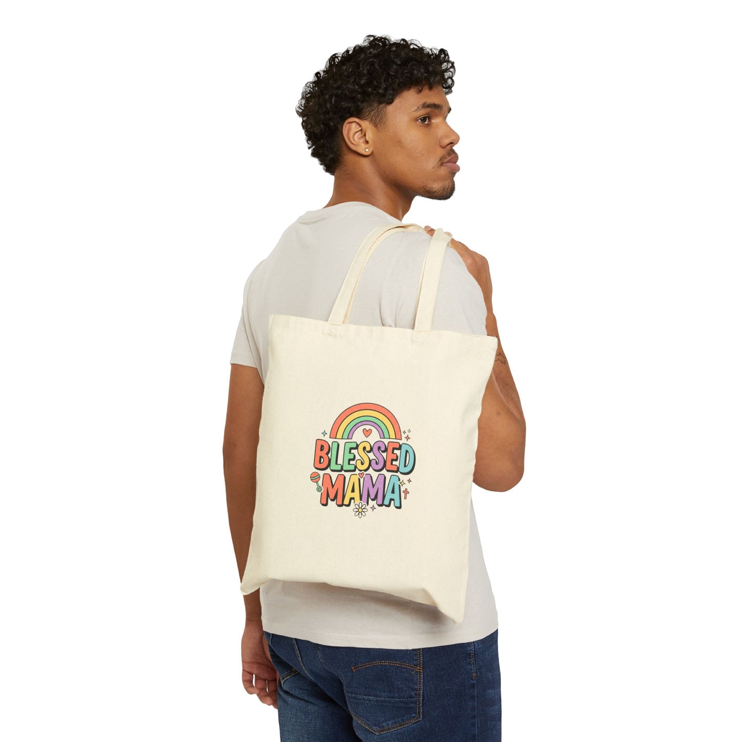 Blessed Mama Rainbow Tote | Christian Faith, Colorful Scripture Style