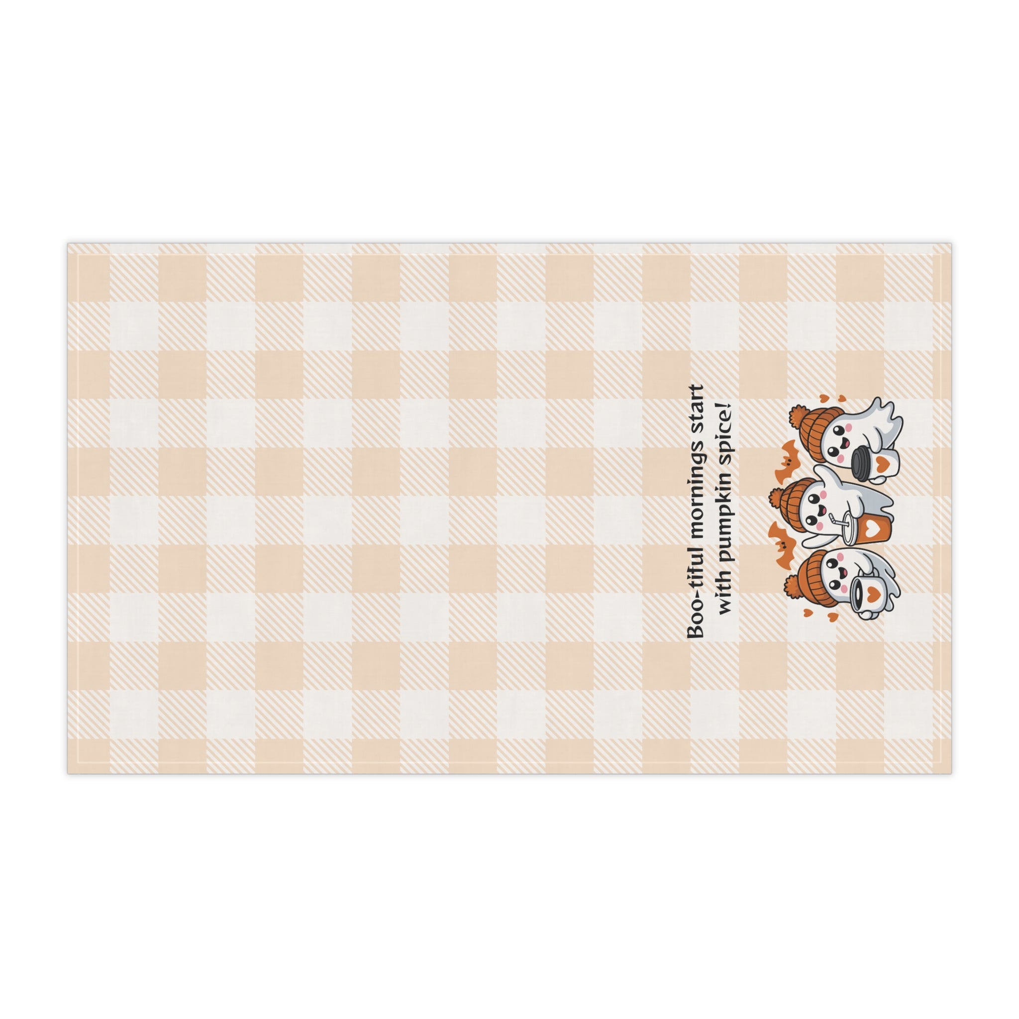 Cozy Fall Tea Towels | "Boo-tiful Mornings with Pumpkin Spice" | Perfect for Autumn, Halloween, Kitchen Decor, Gift Idea