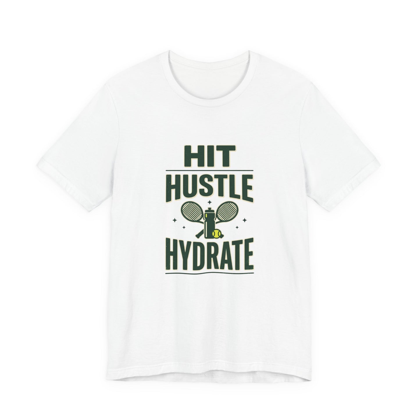Hit Hustle Hydrate Tee | Tennis or Pickleball Aesthetic, Vintage Racket Preppy