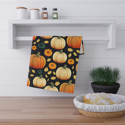 Autumn Pumpkin Tea Towels, Fall Kitchen Decor, Thanksgiving Gift, Farmhouse Style, Harvest Home Accents