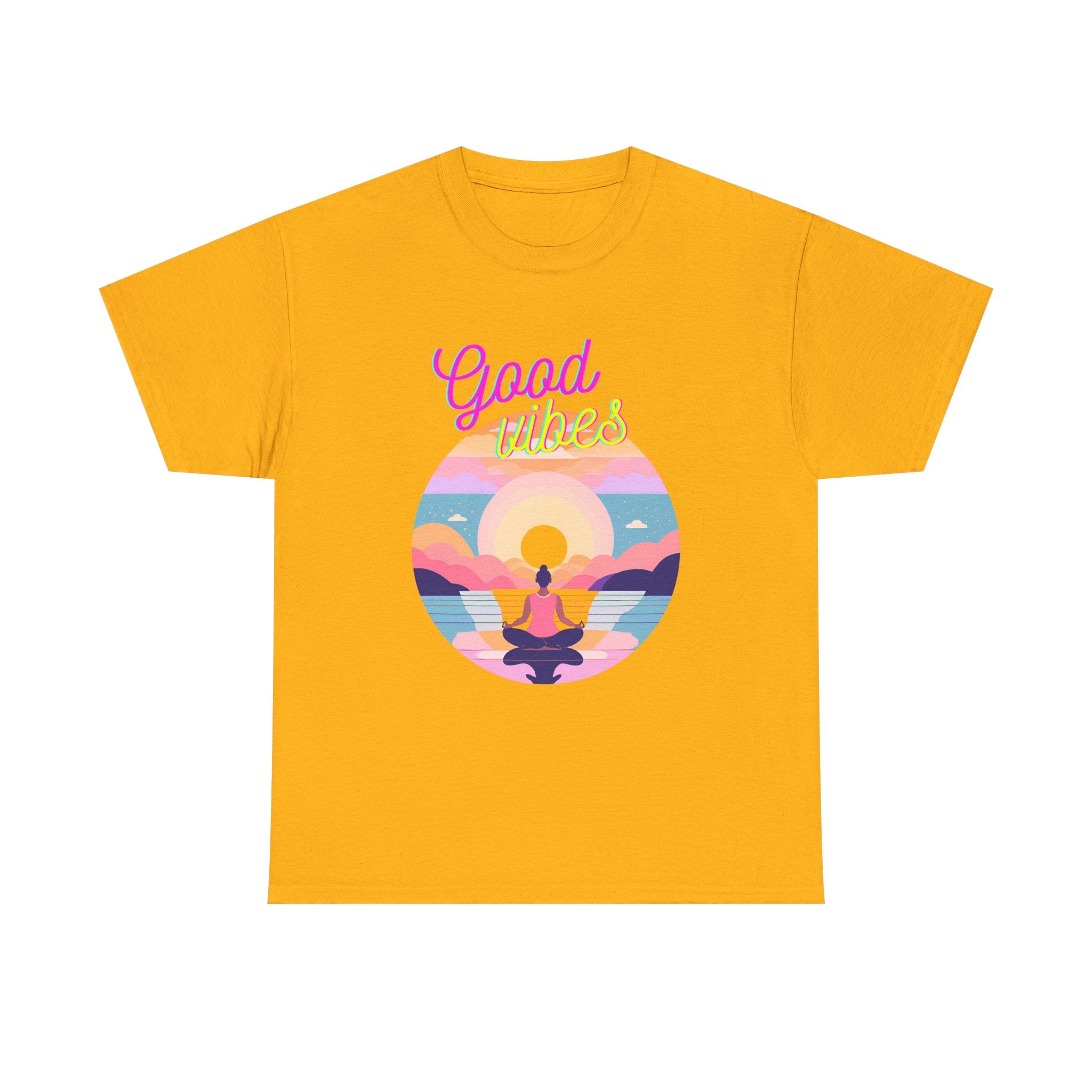 Meditation Sunset Tee - "Good Vibes" Yoga T-Shirt