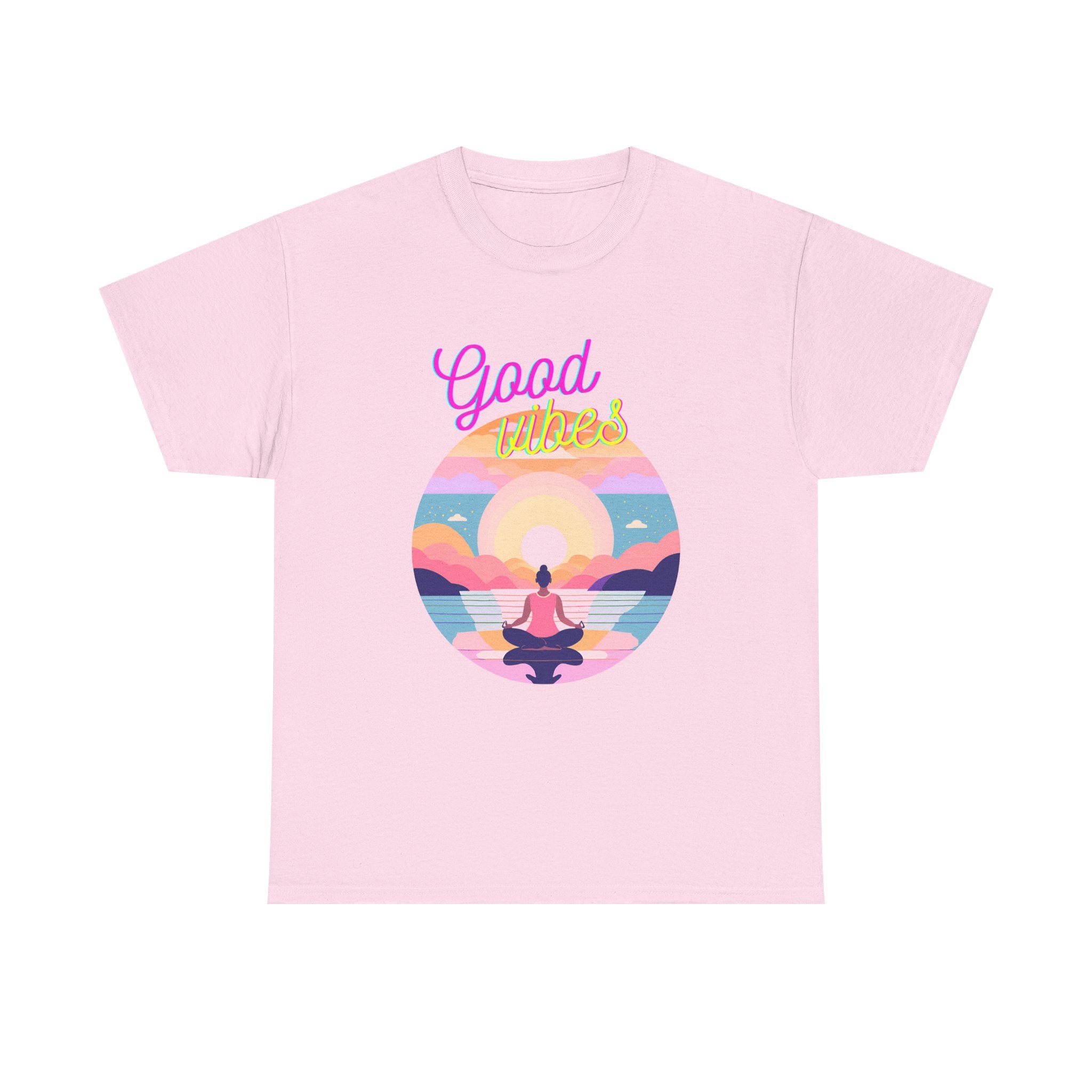 Meditation Sunset Tee - "Good Vibes" Yoga T-Shirt