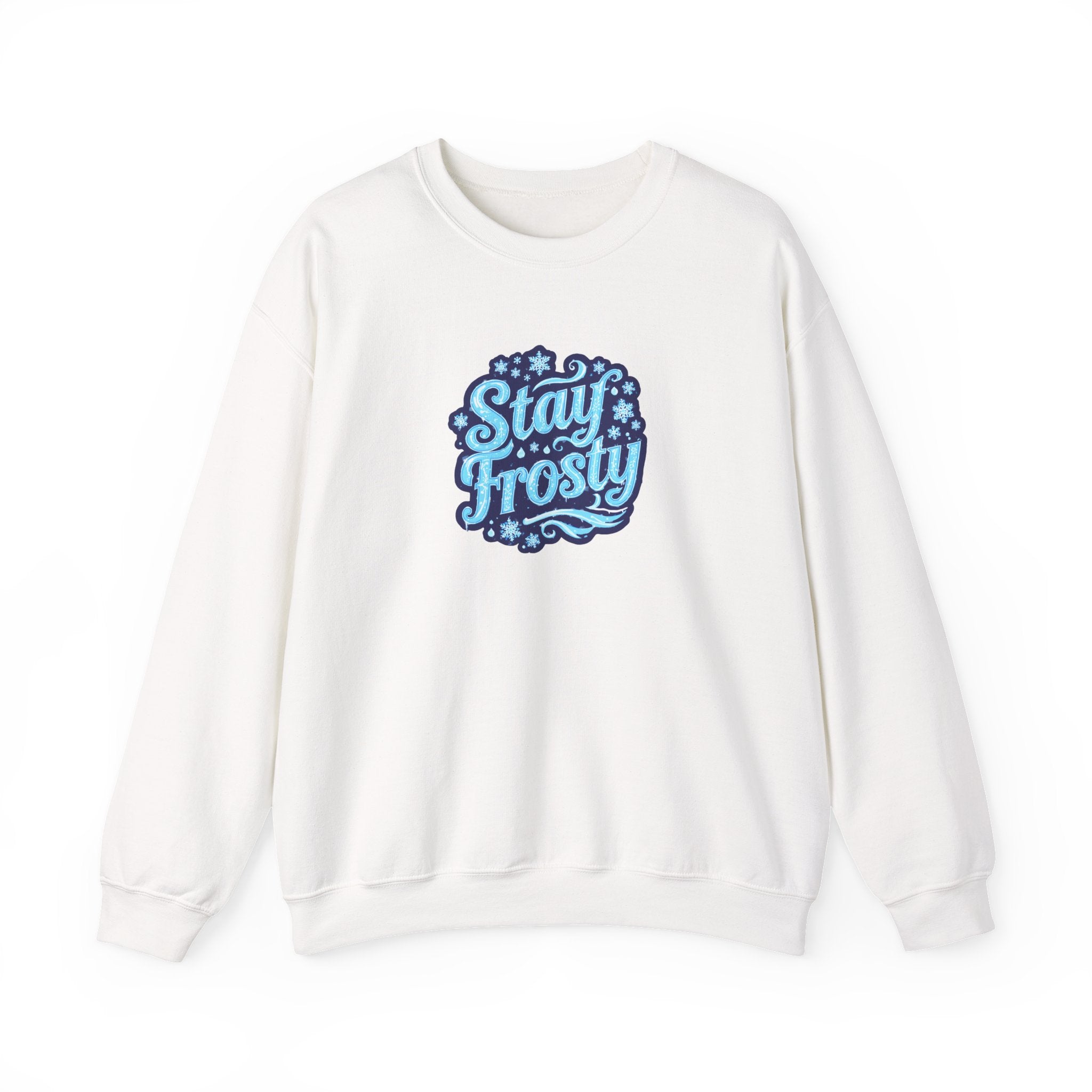 Stay Frosty Crewneck Sweatshirt — Retro Snowflake Graphic