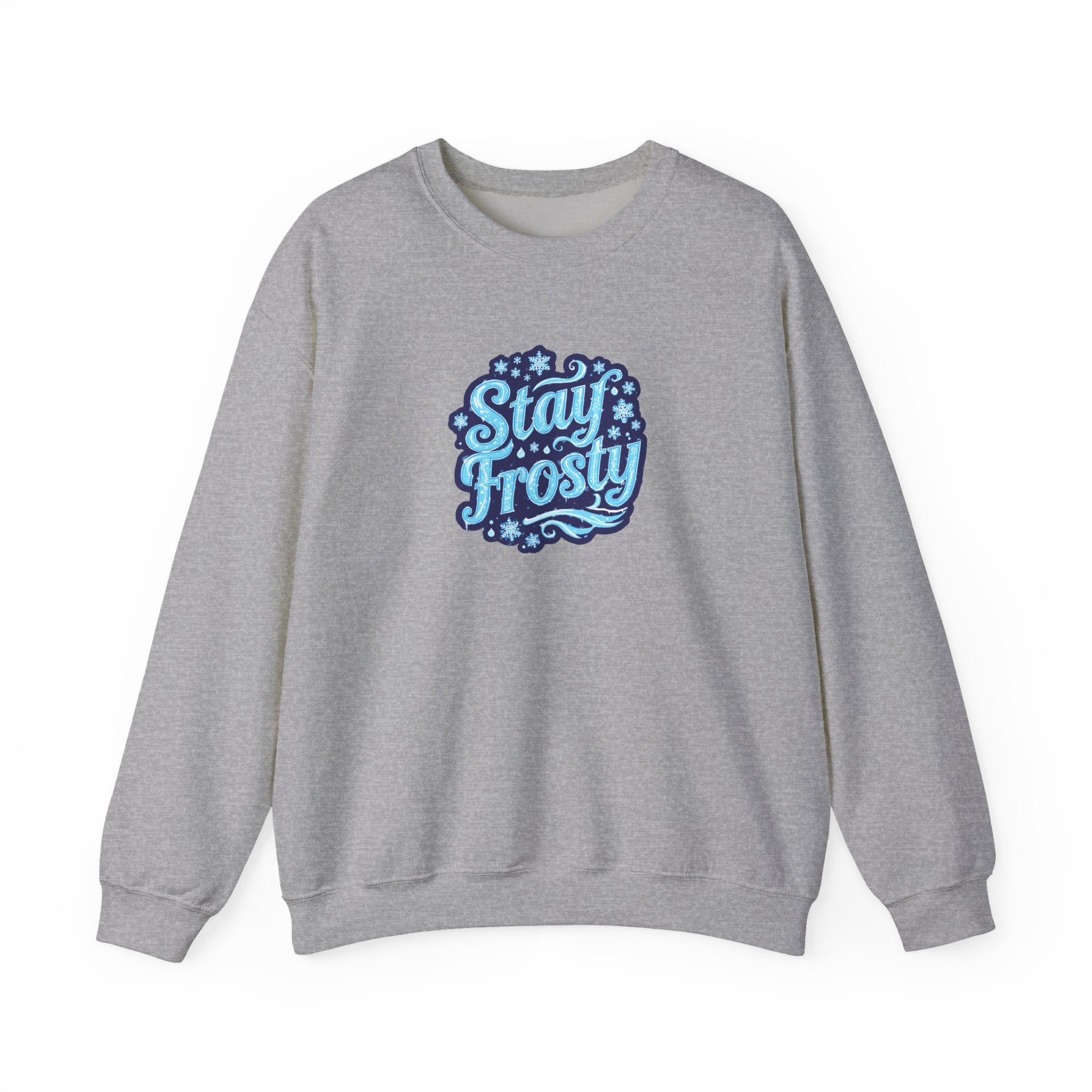 Stay Frosty Crewneck Sweatshirt — Retro Snowflake Graphic