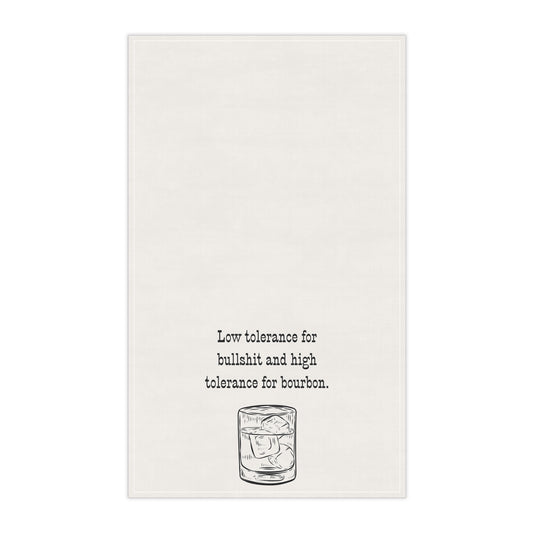 Funny boozy Cotton Tea Towels with Bourbon Quote "Low tolerance for Bullshit and high tolerance for Bourbon", Fun Kitchen Decor, Housewarming Gift, Unique Bar Accessories, Perfect for Parties, [...]
