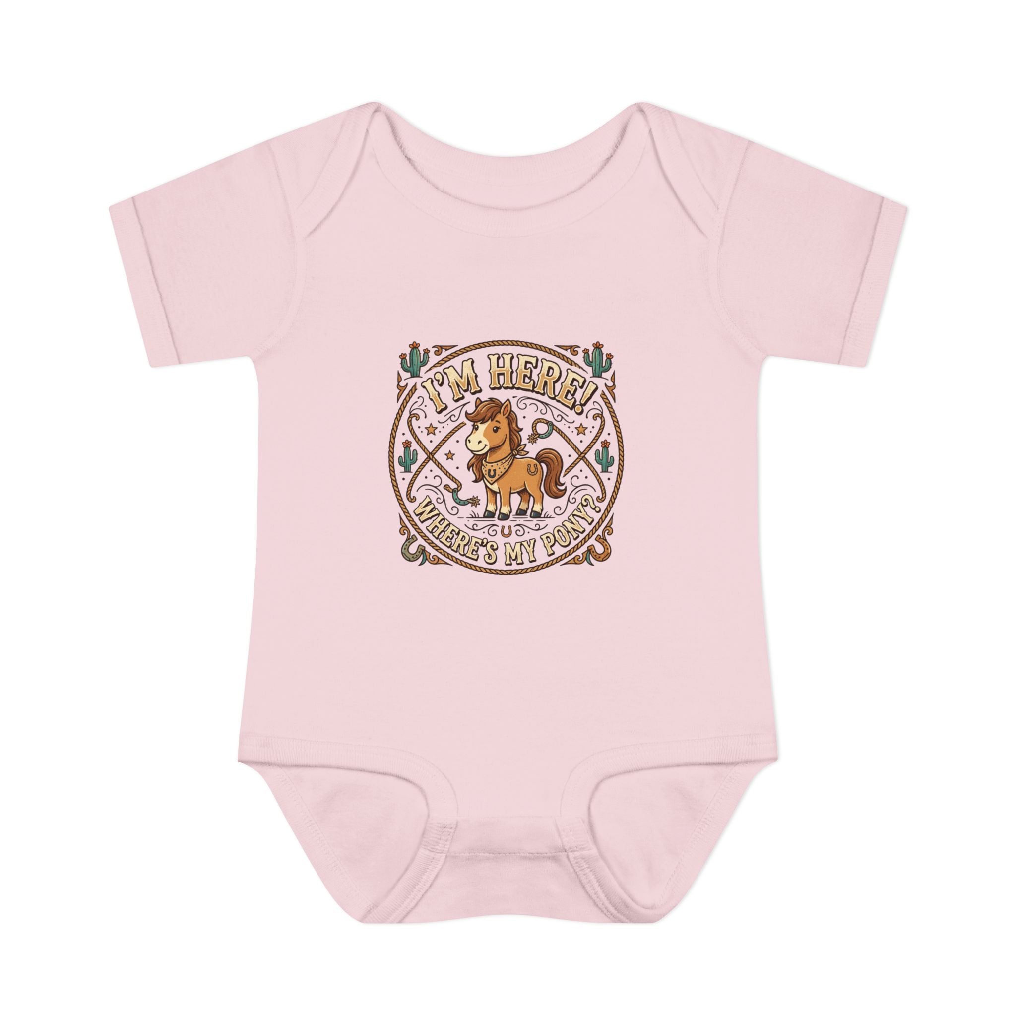 Cowboy Nursery Baby Bodysuit – "I'm Here! Where's my Pony?" Western Infant Onesie
