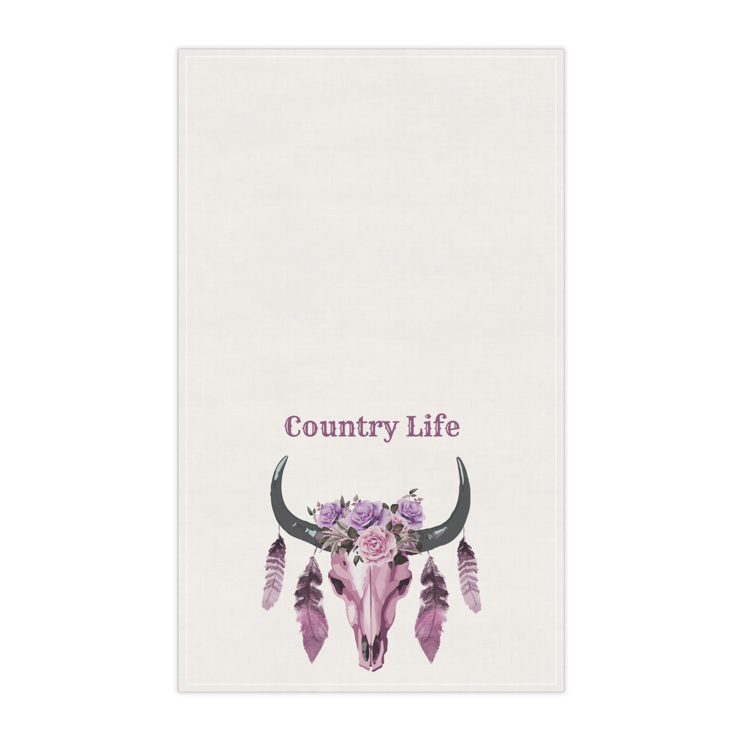 Country Life Tea Towel | Farmhouse Kitchen Decor, Rustic Home Accessory, Gift for Her, Western Style, Floral Design, housewarming