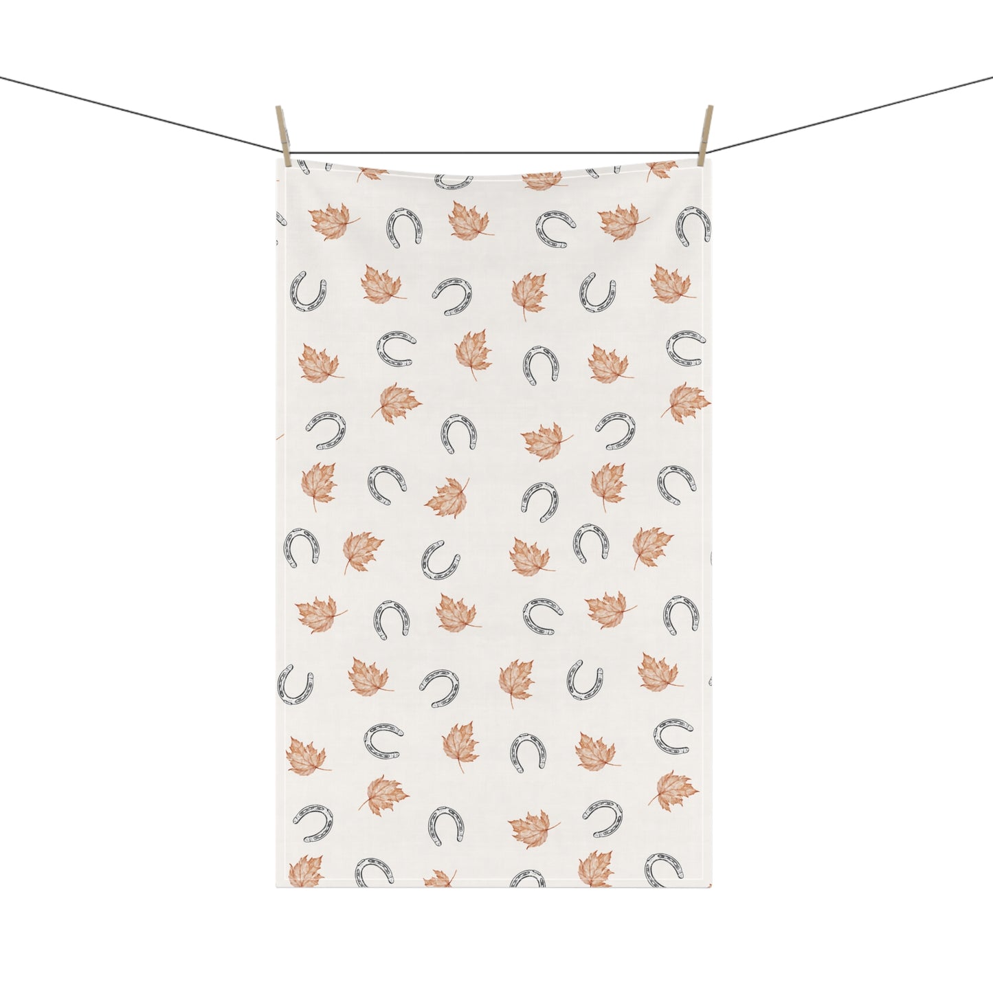 Fall leaves and horseshoes Autumn-Inspired Tea Towels, Cozy Kitchen Decor, Farmhouse Style, Gift for Homeowners, Ideal for Fall Cooking