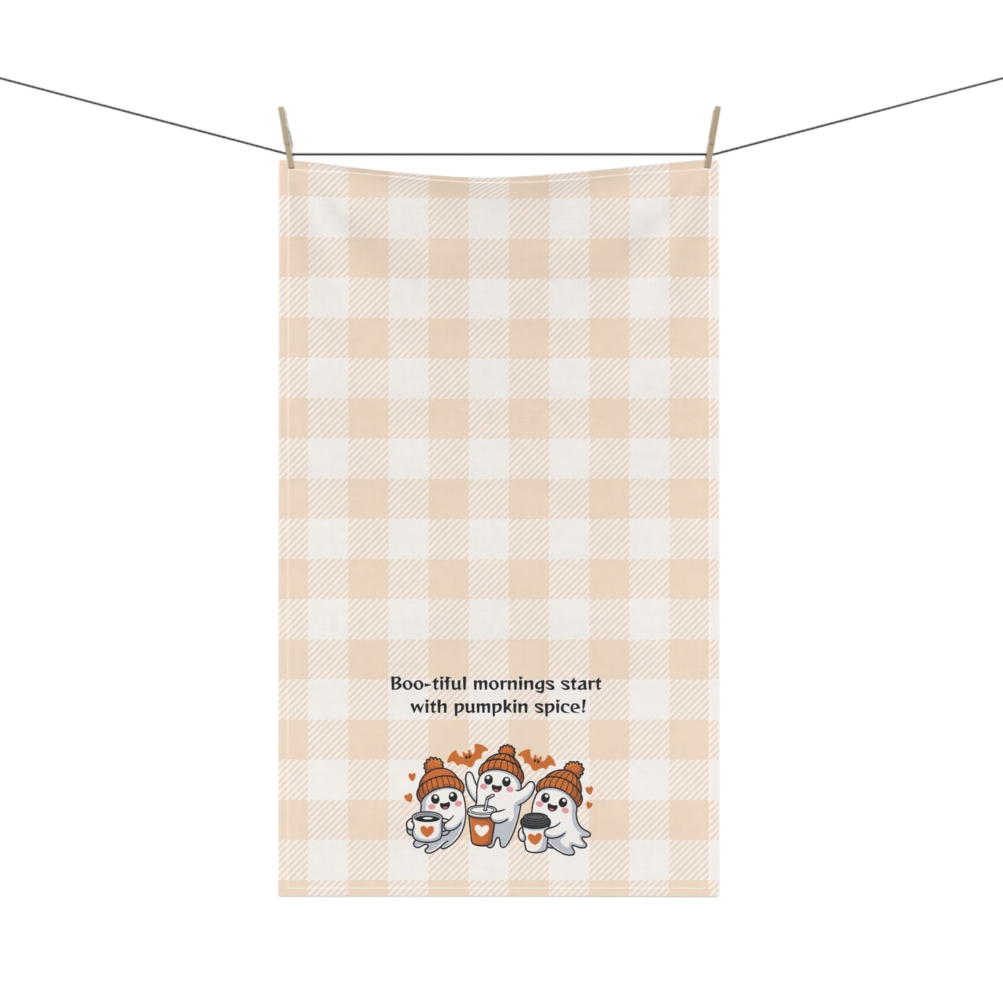 Cozy Fall Tea Towels | "Boo-tiful Mornings with Pumpkin Spice" | Perfect for Autumn, Halloween, Kitchen Decor, Gift Idea
