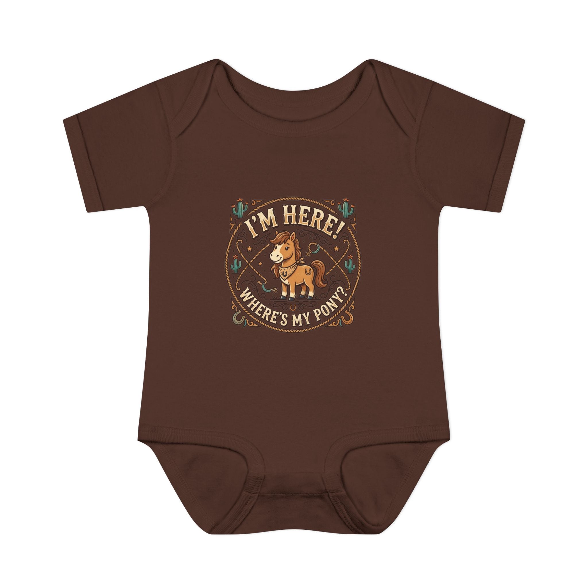 Cowboy Nursery Baby Bodysuit – "I'm Here! Where's my Pony?" Western Infant Onesie