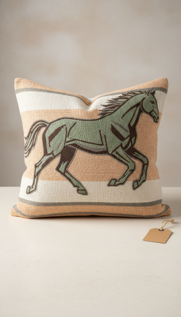 Horse Patterned Throw Pillow Cover