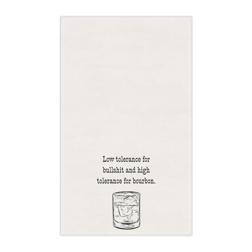 Funny boozy Cotton Tea Towels with Bourbon Quote "Low tolerance for Bullshit and high tolerance for Bourbon", Fun Kitchen Decor, Housewarming Gift, Unique Bar Accessories, Perfect for Parties, [...]