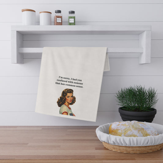 Retro Tea Towels - Sarcastic Kitchen and Bar Towels, "I'm sorry, I had you confused for someone that has common sense." Vintage Decor, Funny Gift, Housewarming Present, Unique Kitchen Accessories