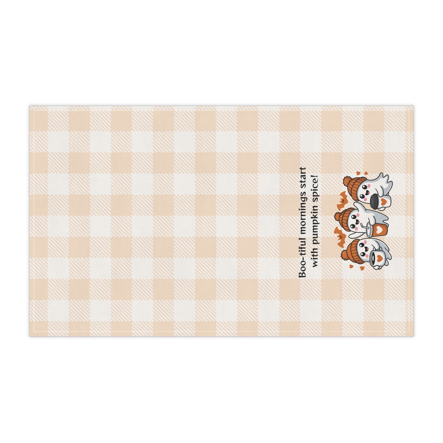 Cozy Fall Tea Towels | "Boo-tiful Mornings with Pumpkin Spice" | Perfect for Autumn, Halloween, Kitchen Decor, Gift Idea