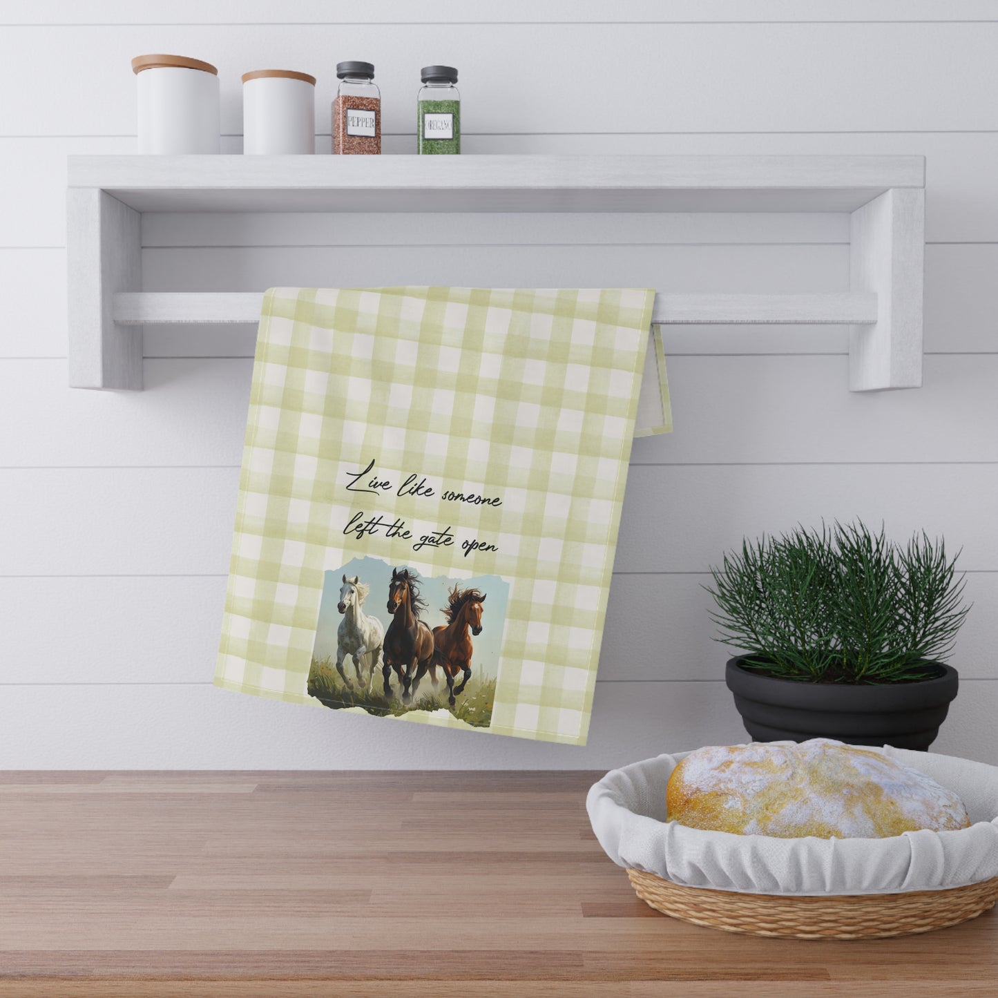 Rustic Horse Tea Towels, Farmhouse Kitchen Decor, Gift for Horse Lovers, Country Home, Eco-Friendly Cotton Towels