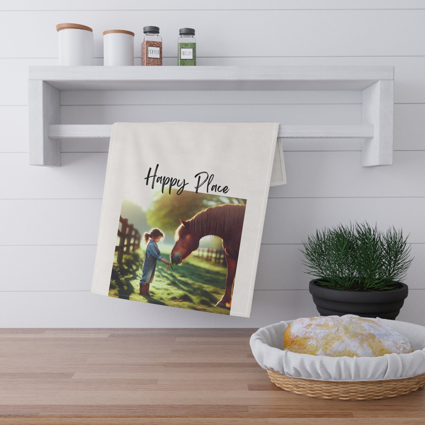 Charming Horse-Themed Tea Towels | Happy Place Home Decor, Gift for Horse Lovers, Farmhouse Kitchen Accessories, Horse Artwork, [...]