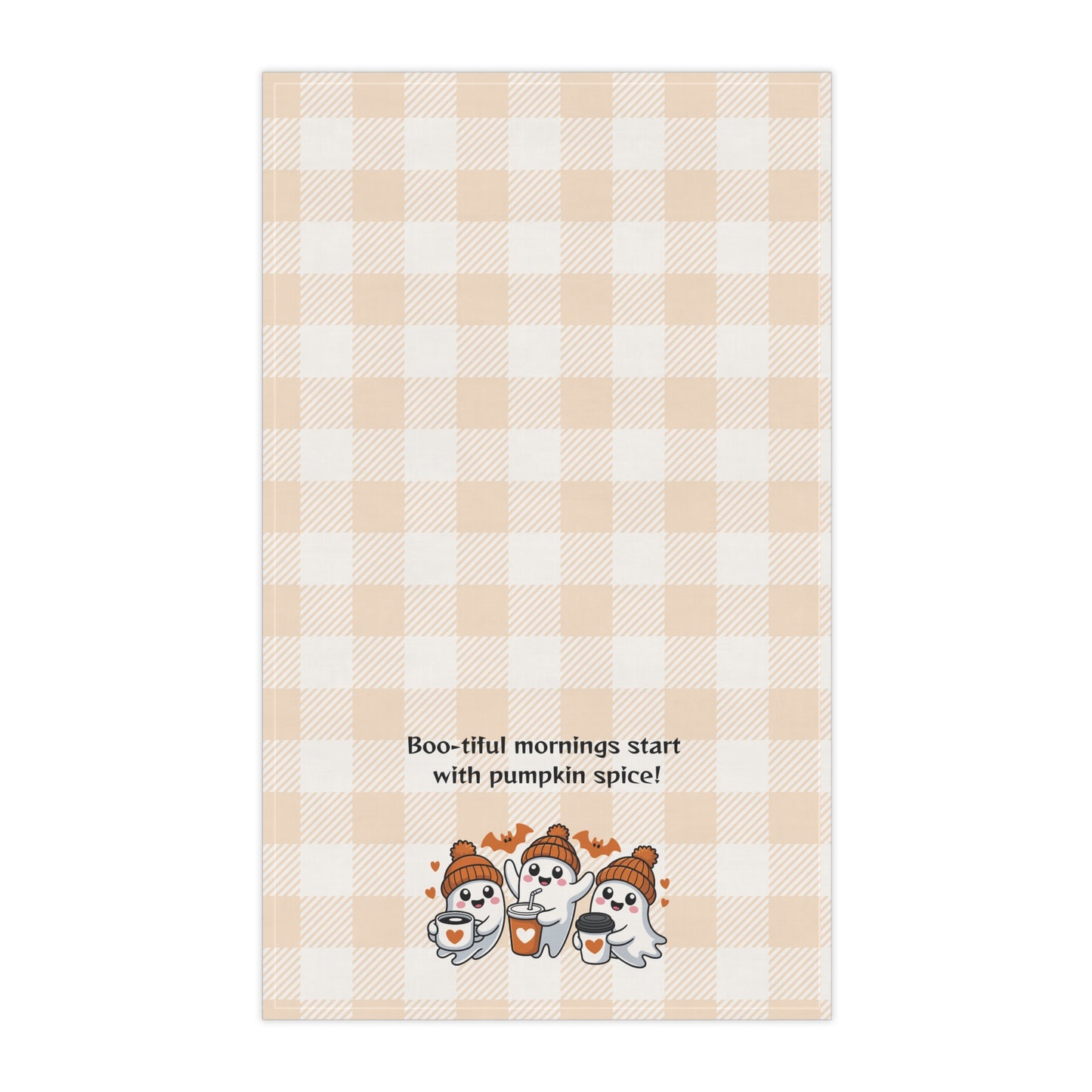 Cozy Fall Tea Towels | "Boo-tiful Mornings with Pumpkin Spice" | Perfect for Autumn, Halloween, Kitchen Decor, Gift Idea