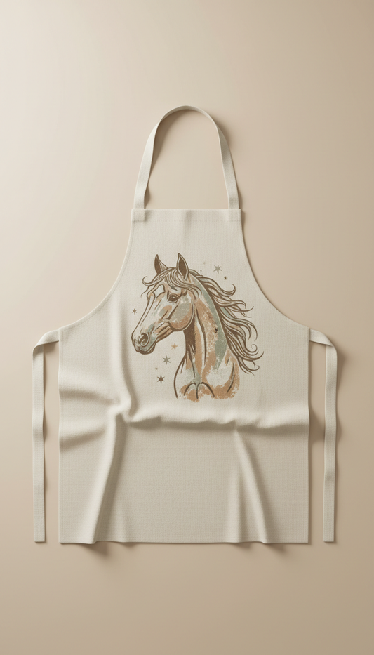 Screen-Printed Horse Kitchen Apron
